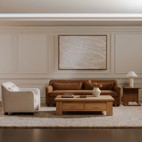 Moe's Amira Sofa with High Back in Rust