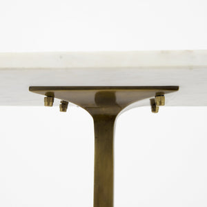 Preston 17.3L x 11.3W x 22.8H White Marble Top W/Gold Metal Accent Table