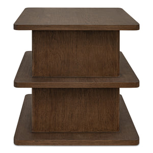 Casey Side Table Dark Brown with Shelves