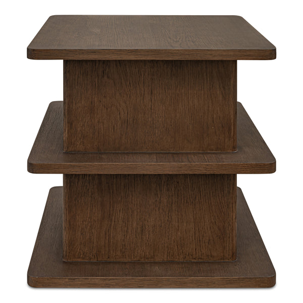 Casey Side Table Dark Brown with Shelves