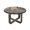 Keith 28" Glass/Iron Round Coffee Table - Dark Antique