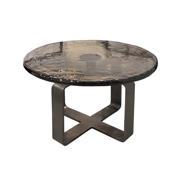 Keith 28" Glass/Iron Round Coffee Table - Dark Antique