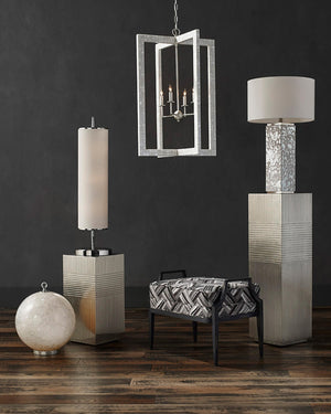 Arietta Chandelier In Mother of Pearl & Contemporary Silver Leaf