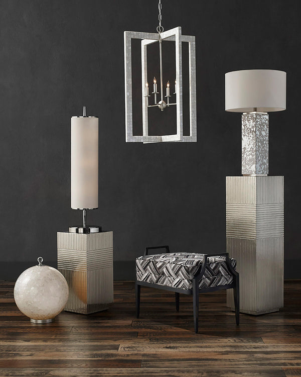 Arietta Chandelier In Mother of Pearl & Contemporary Silver Leaf