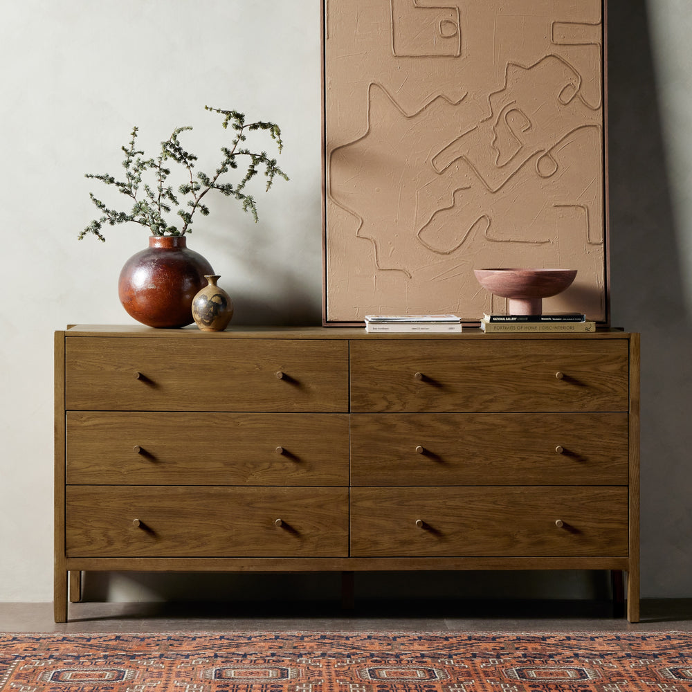 Meadow 6 Drawer Dresser In Tawny Oak