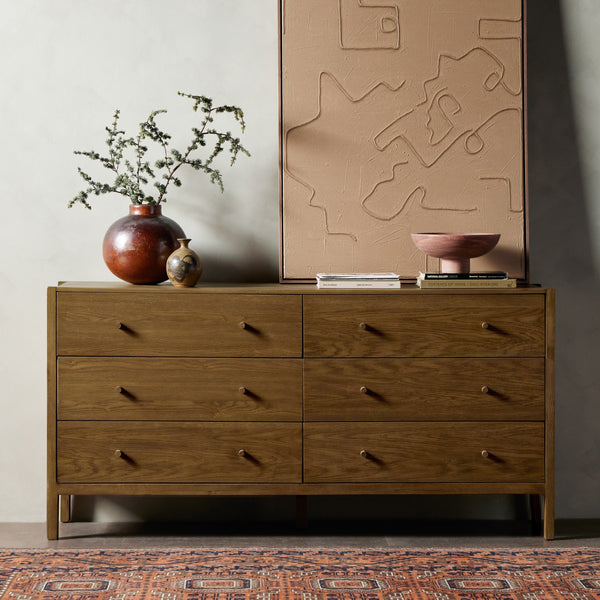 Meadow 6 Drawer Dresser In Tawny Oak