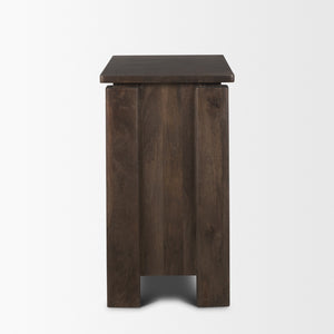 Wallen Solid Dark Brown Wood 3 Drawer Accent Cabinet