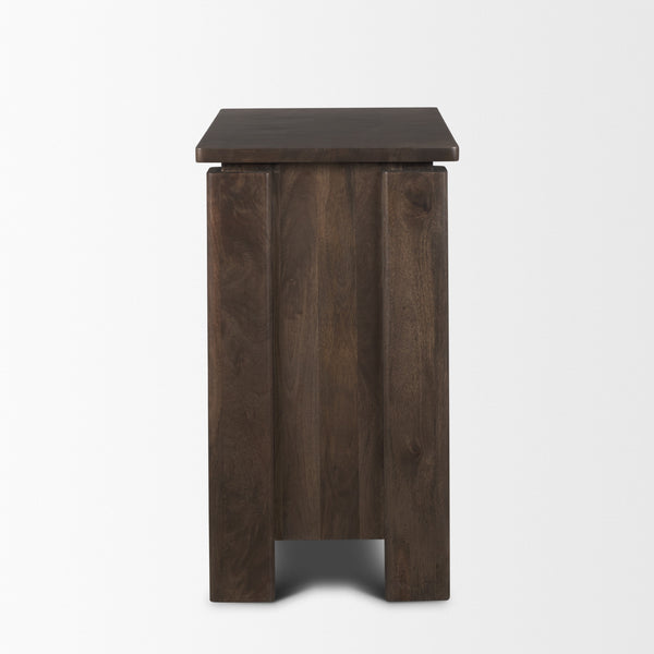 Wallen Solid Dark Brown Wood 3 Drawer Accent Cabinet