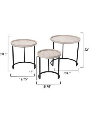 Maddox Faux Shagreen Nesting Tables (Set of 3), Cream