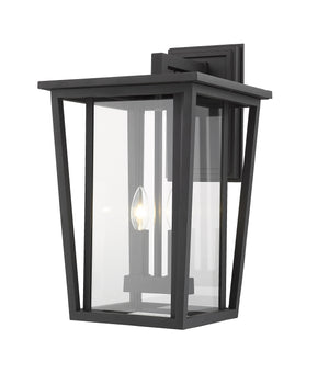 Seoul 2 Light Outdoor Wall Sconce in Black Finish