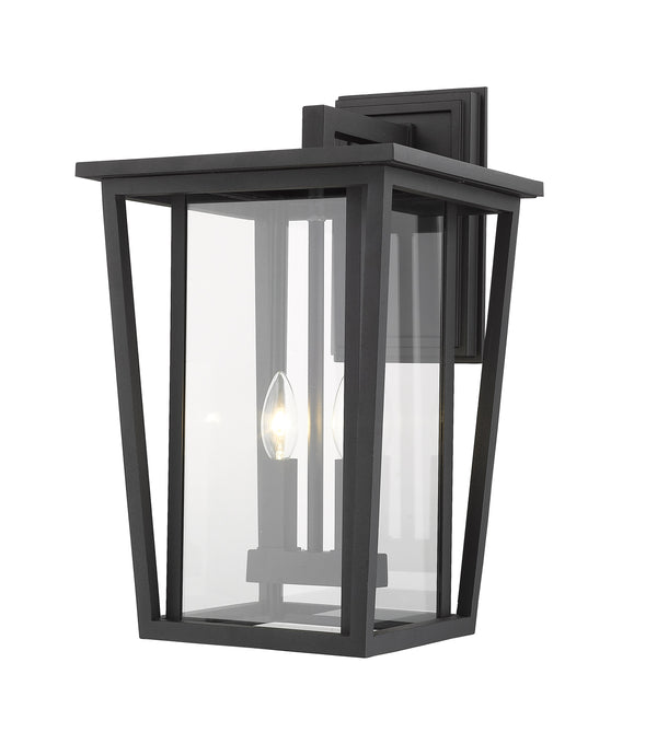 Seoul 2 Light Outdoor Wall Sconce in Black Finish