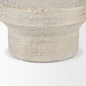 Tovah Medium Textured White w/ Gold Metal Vase
