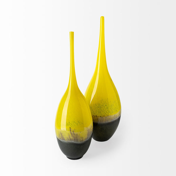 Jasse Large Yellow/Gray Ombre Glass Vase
