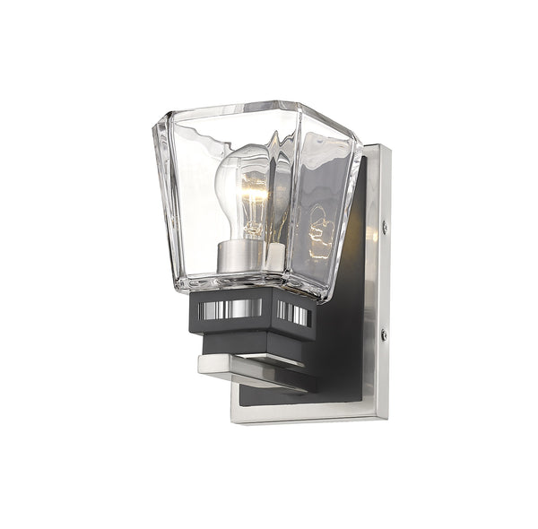Jackson 1 Light Wall Sconce in Brushed Nickel + Matte Black Finish