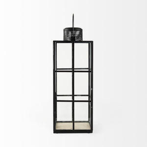 Gamfield 6.1L x 6.1W x 16.7H Large Black Metal and Glass Lantern
