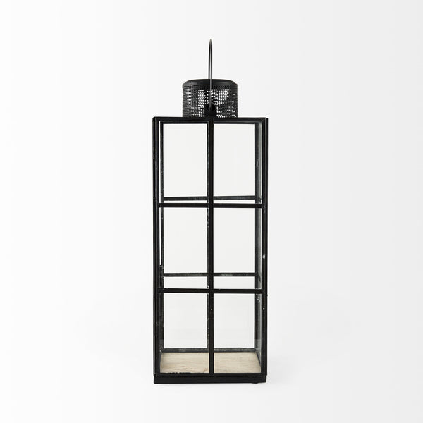 Gamfield 6.1L x 6.1W x 16.7H Large Black Metal and Glass Lantern