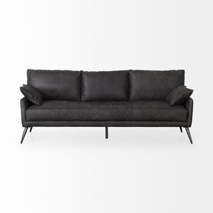 Cochrane 82L x 33W x 32.3 Black Leather Three Seater Sofa