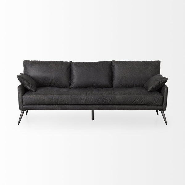 Cochrane 82L x 33W x 32.3 Black Leather Three Seater Sofa