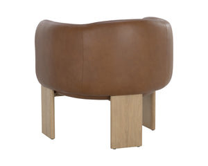 TRINE LOUNGE CHAIR - RUSTIC OAK - VINTAGE CAMEL LEATHER