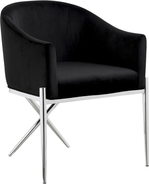 Doris Dining Chair In Black Velvet and Chrome