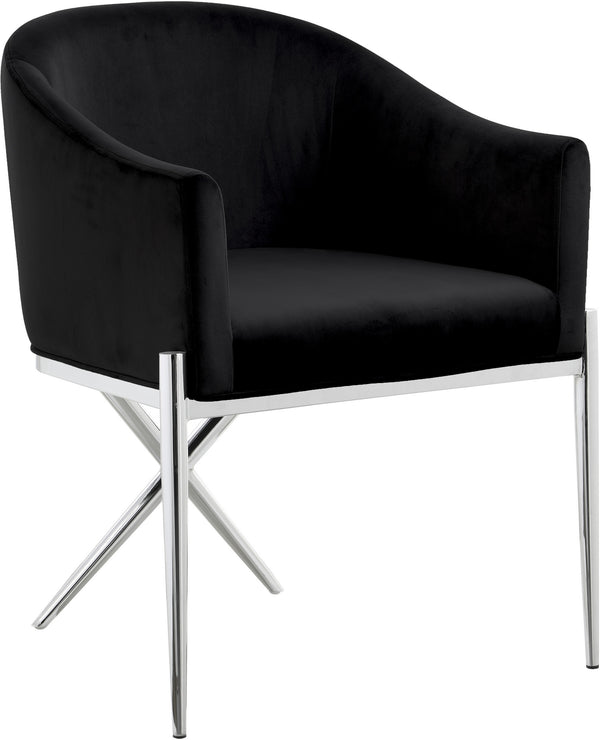 Doris Dining Chair In Black Velvet and Chrome