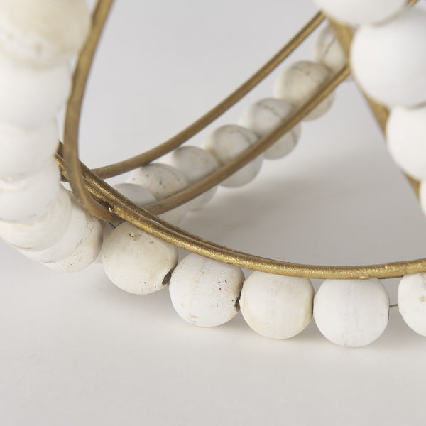 Espanlade II Large 11L x 11W White Wooden Beaded Orb