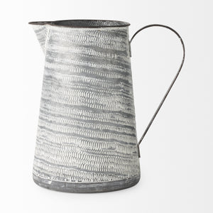 Serena II 11.2H Large Gray/White Textured Metal Jug