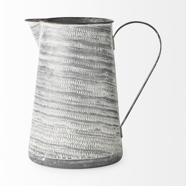 Serena II 11.2H Large Gray/White Textured Metal Jug