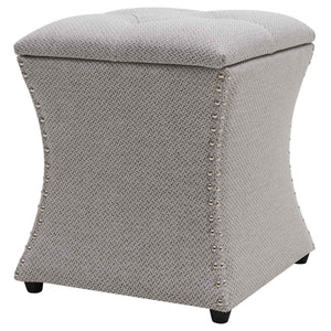 Amelia Fabric Nailhead Tufted Storage Ottoman In Cardiff Gray