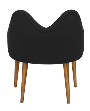 Cornelia Teak Chair with Satin Finish and Black Cotton Upholstery