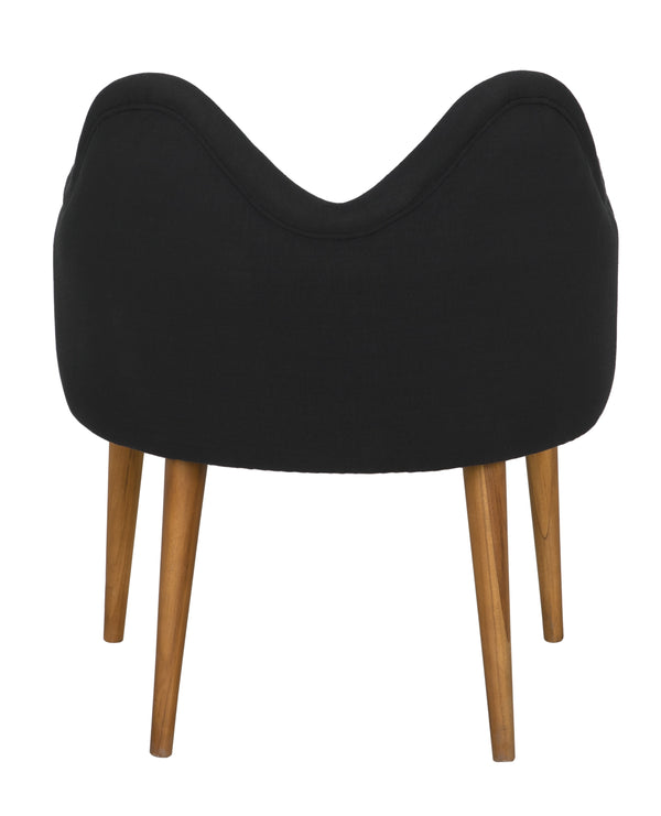 Cornelia Teak Chair with Satin Finish and Black Cotton Upholstery