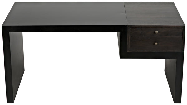 Alvaro Ebony Walnut Desk in Matte Black Steel
