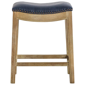Elmo KD Bonded Leather Counter Stool Weathered Smoke Legs, Vintage Blue
