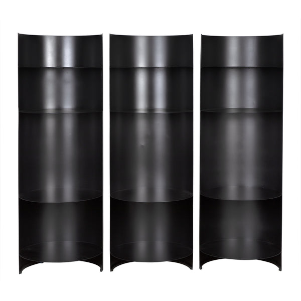 Fassbender Industrial Steel Bookcase Trio in Matte Black