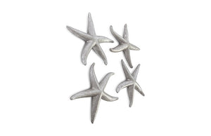 Star Fish, Silver Leaf, Set Of 4, Medium