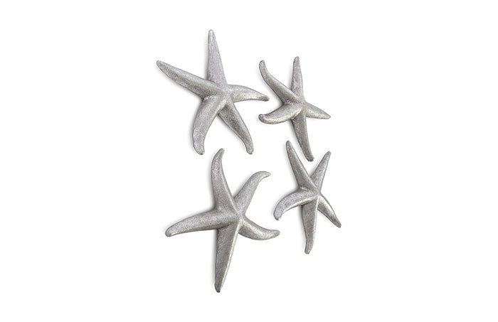 Star Fish, Silver Leaf, Set Of 4, Medium