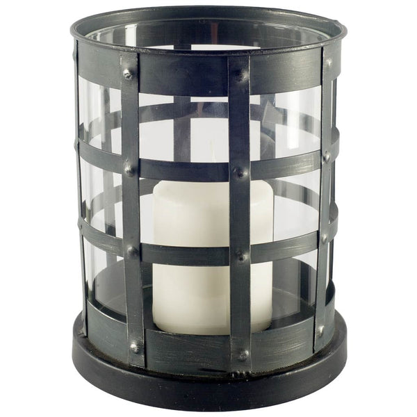 Oliver Black Metal/Glass Caged Table Candle Holder