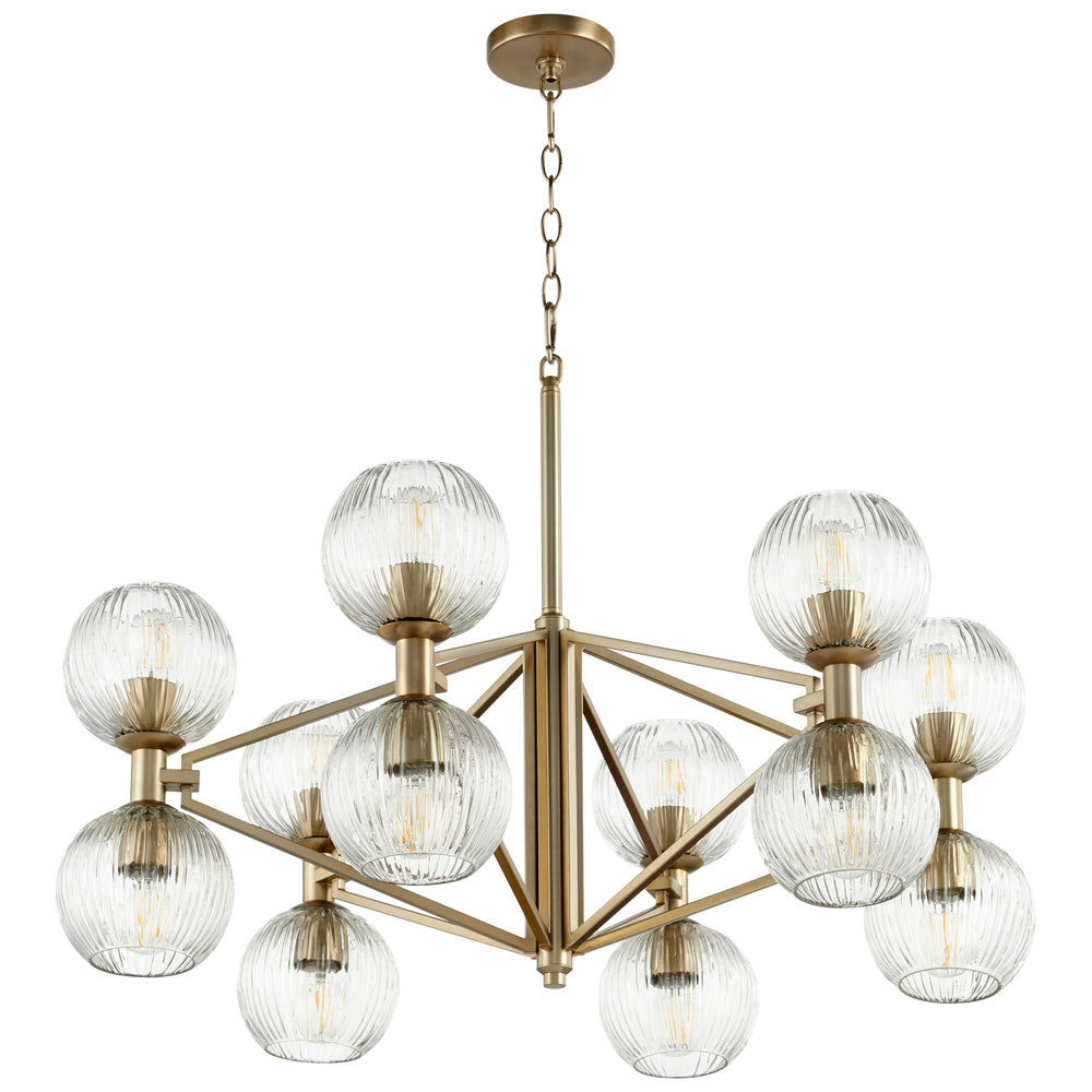Helios Chandelier in Aged Brass
