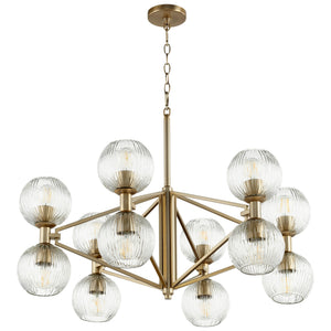 Helios Chandelier in Aged Brass