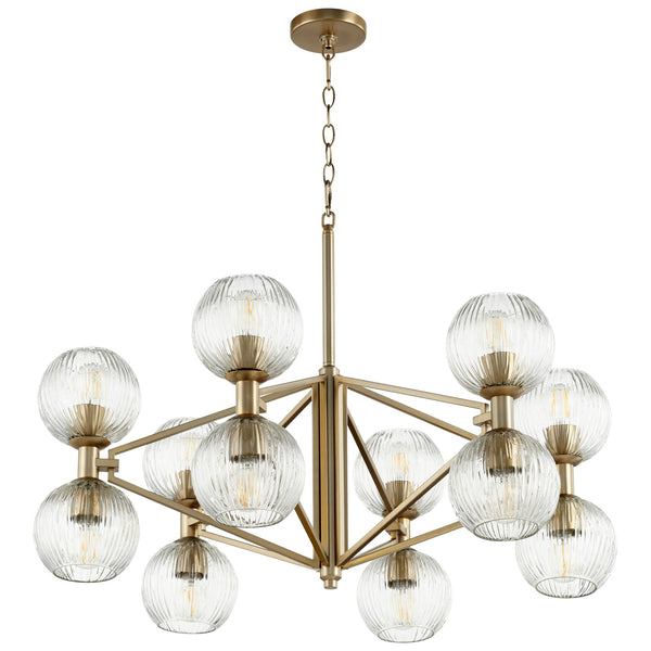 Helios Chandelier in Aged Brass