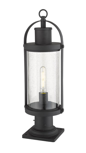 Roundhouse 1 Light Outdoor Pier Mounted Fixture in Black Finish