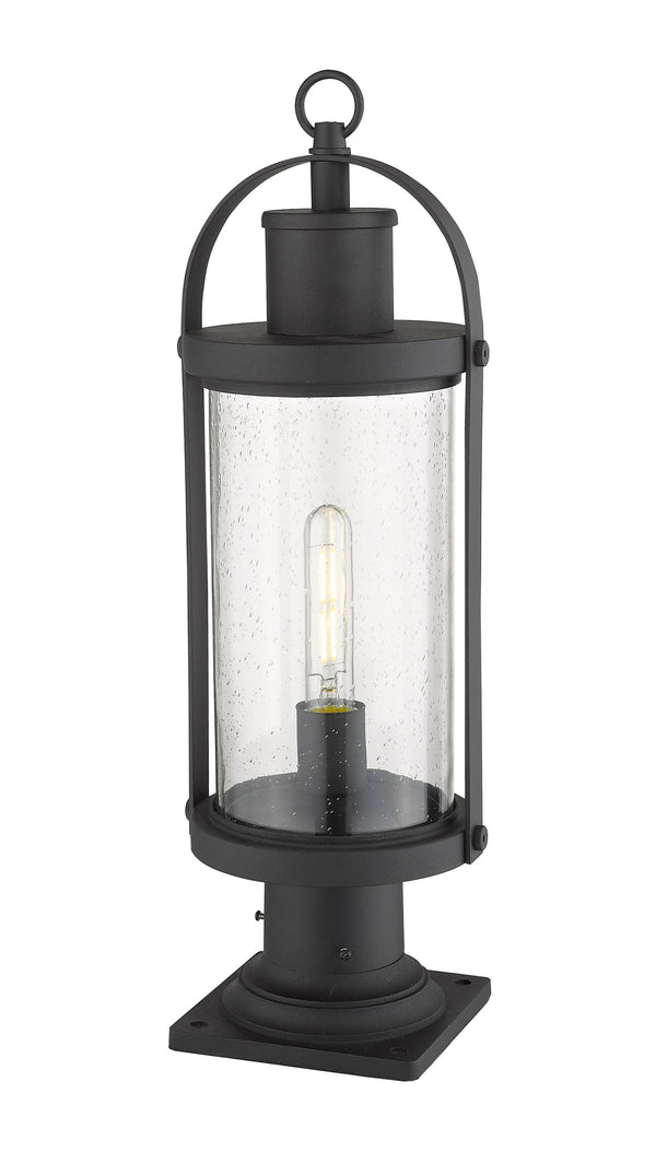 Roundhouse 1 Light Outdoor Pier Mounted Fixture in Black Finish