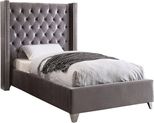 Isabel Twin Bed In Grey Velvet