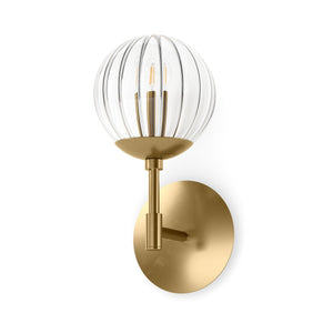 Sunset Sconce In Burnished Brass And Clear Ribbon Glass