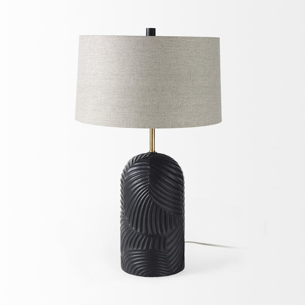 Quinn 18.0L x 18.0W x 28.8H Navy Base W/Beige Fabric Shade Table Lamp