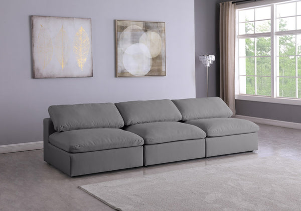 Carmen Cloud Modular Armless Sofa In Grey Linen Fabric