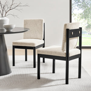 Melvin KD Chenille Dining Side Chair Black Frame, Concord Cream 
