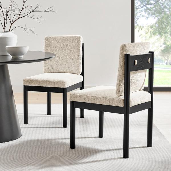 Melvin KD Chenille Dining Side Chair Black Frame, Concord Cream 