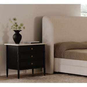 Eleanor Nightstand in Black with Marble Top
