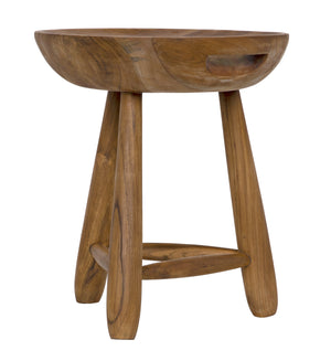 Basel Teak Stool with Clear Coat Semi-Gloss Finish